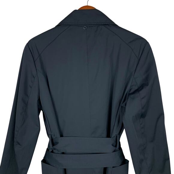 Michael Michael Kors Mid Length Trench Coat Black Belt Button Front Women's L - Picture 7 of 12